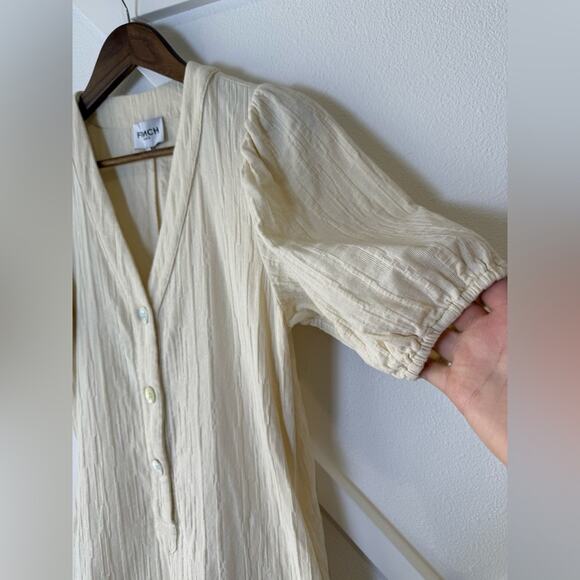 FRNCH Betina Woven Cotton Jumpsuit Short Romper in Ecru Cream Size XS - Picture 5 of 12